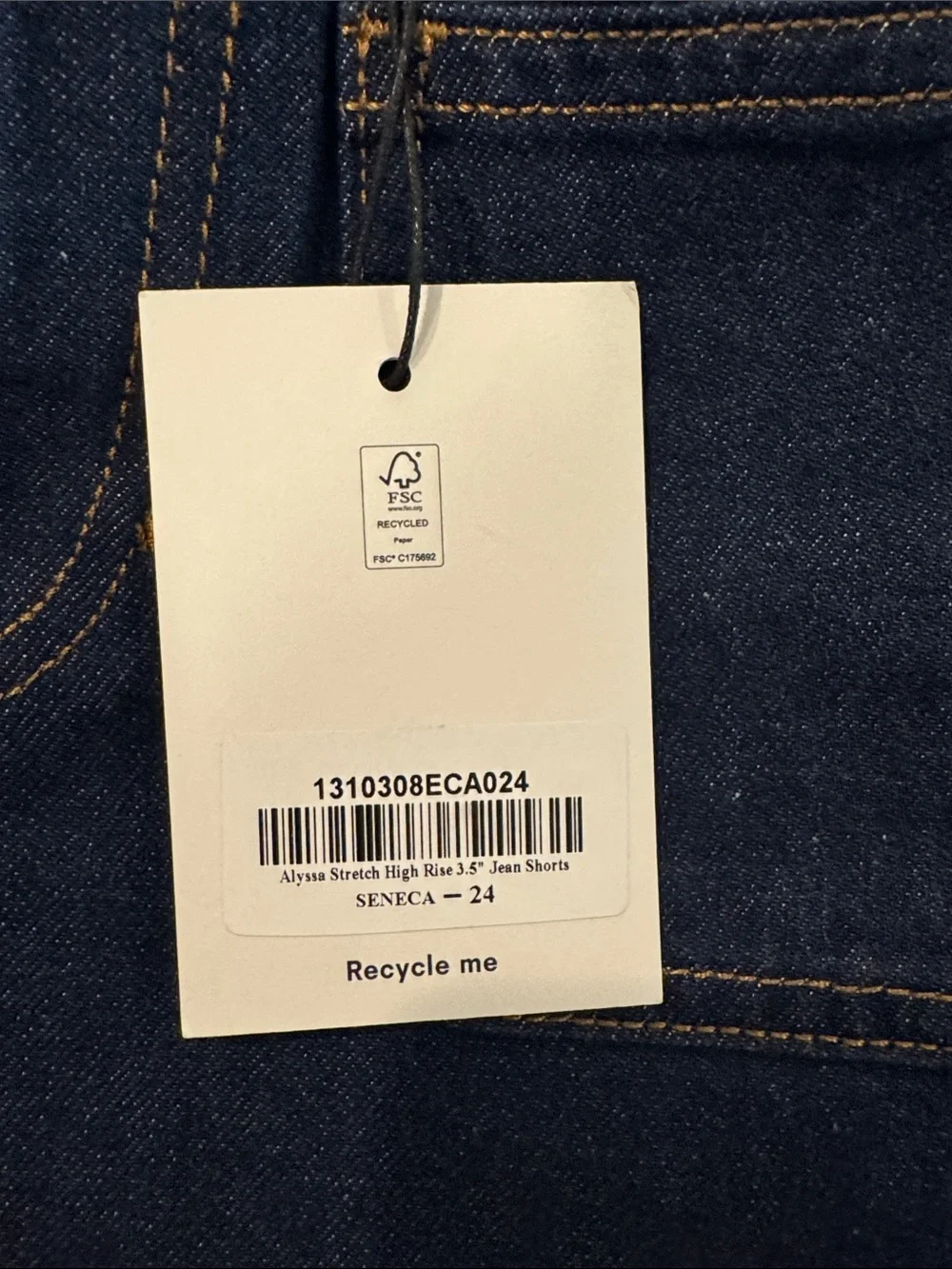 Reformation Alyssa Stretch High Rise 3.5” Jean Shorts in Seneca